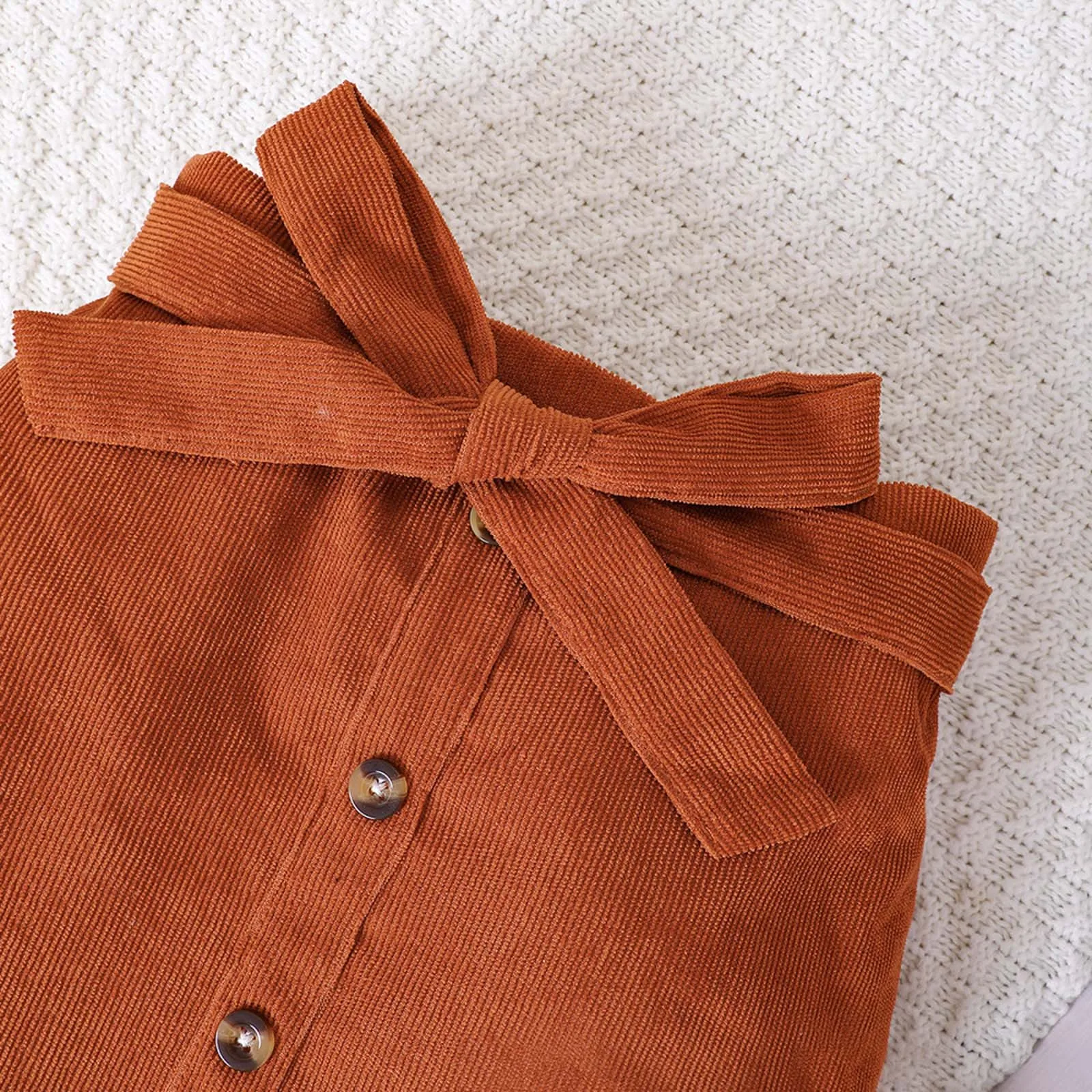 פעוטות בנות שרוול ארוך מוצק צבע מצולעים מקסימום Bowknot החצאית שני חלקים תלבושות להגדיר עבור ילדים תינוק חמוד הדברים תלבושת חמודה להגדיר5