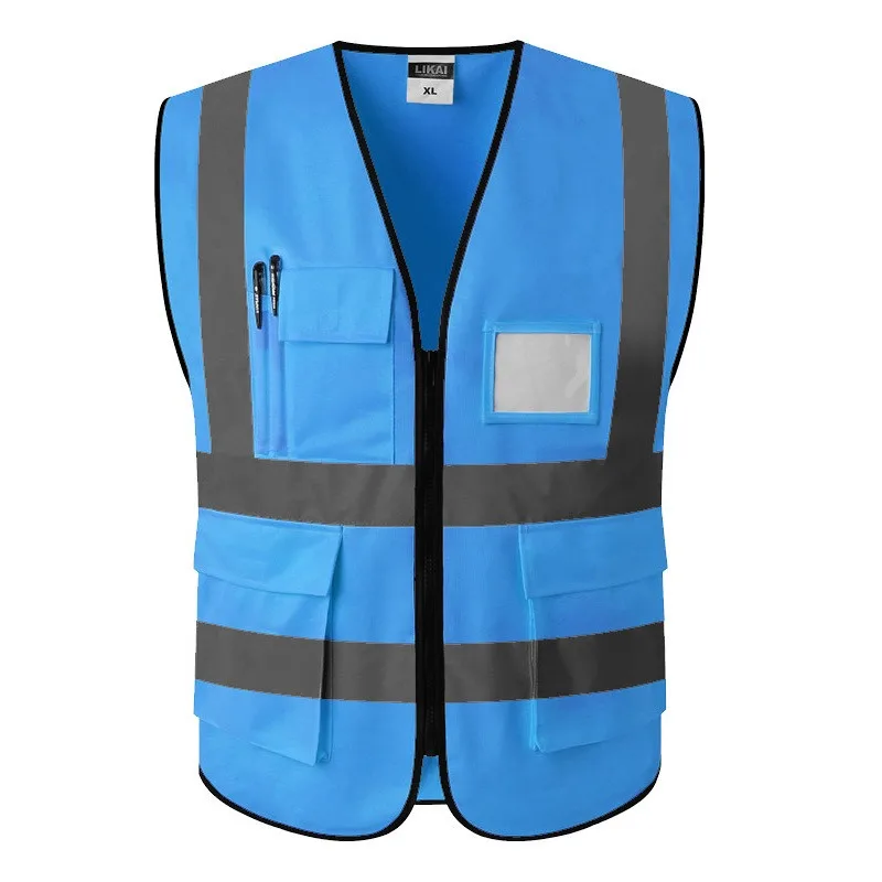 בטיחות וסט כתום ניראות גבוהה וסט כתום הרוכסן הקדמי חגורת בטיחות עם רעיוני רצועות בנייה Workwear2