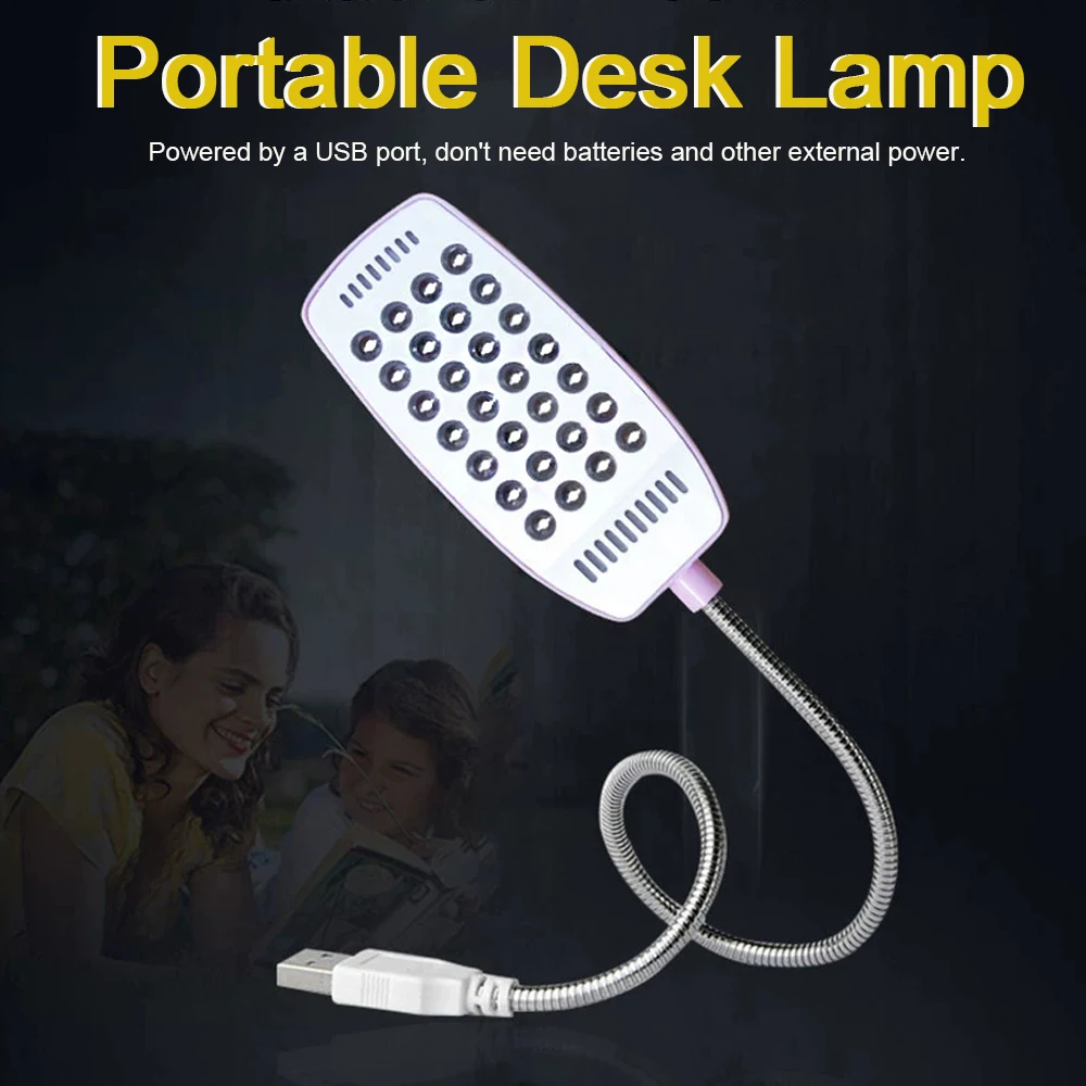 28 לדים סופר בהירים אור ספר dc 5v USB קורא אורות ליל גמיש מנורת שולחן עבור בנק כוח נייד מחשב נייד מחשב1