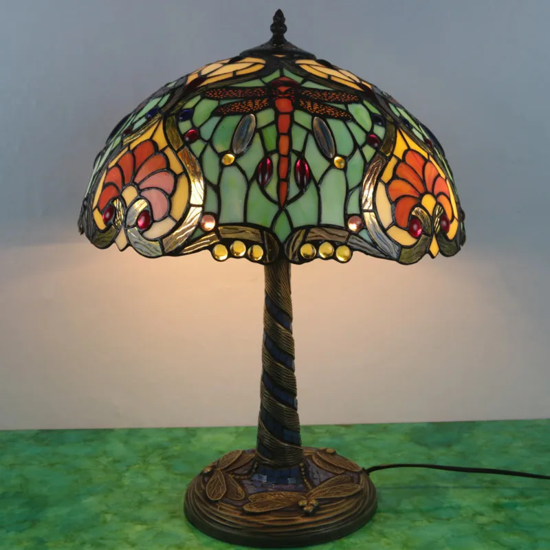 עפרה טיפאני זכוכית, מנורת שולחן LED יצירתי רטרו, פרחים, שולחן אור אופנה עיצוב הבית הסלון, חדר השינה ליד המיטה1