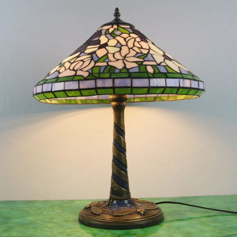 עפרה טיפאני זכוכית, מנורת שולחן LED יצירתי רטרו, פרחים, שולחן אור אופנה עיצוב הבית הסלון, חדר השינה ליד המיטה2