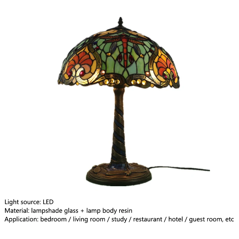 עפרה טיפאני זכוכית, מנורת שולחן LED יצירתי רטרו, פרחים, שולחן אור אופנה עיצוב הבית הסלון, חדר השינה ליד המיטה4