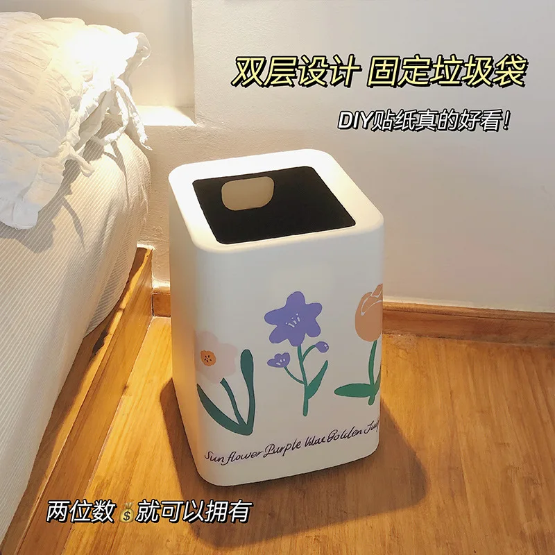 תוספות רוח צבעוני פח אשפה ביתיים שירותים גדול אשפה Office חדר שינה זוגי פלסטיק לפח2