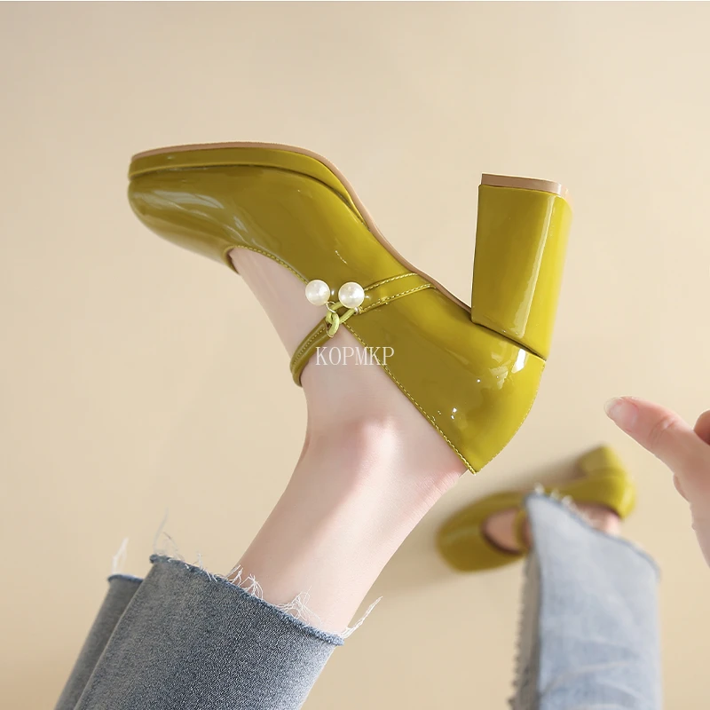 2023 אופנה עבה פלטפורמת משאבות נשים נעלי סופר עקבים גבוהים נעלי ג ' יין מארי אישה סתיו עבים עם העקבים מסיבת נעליים Mujer4