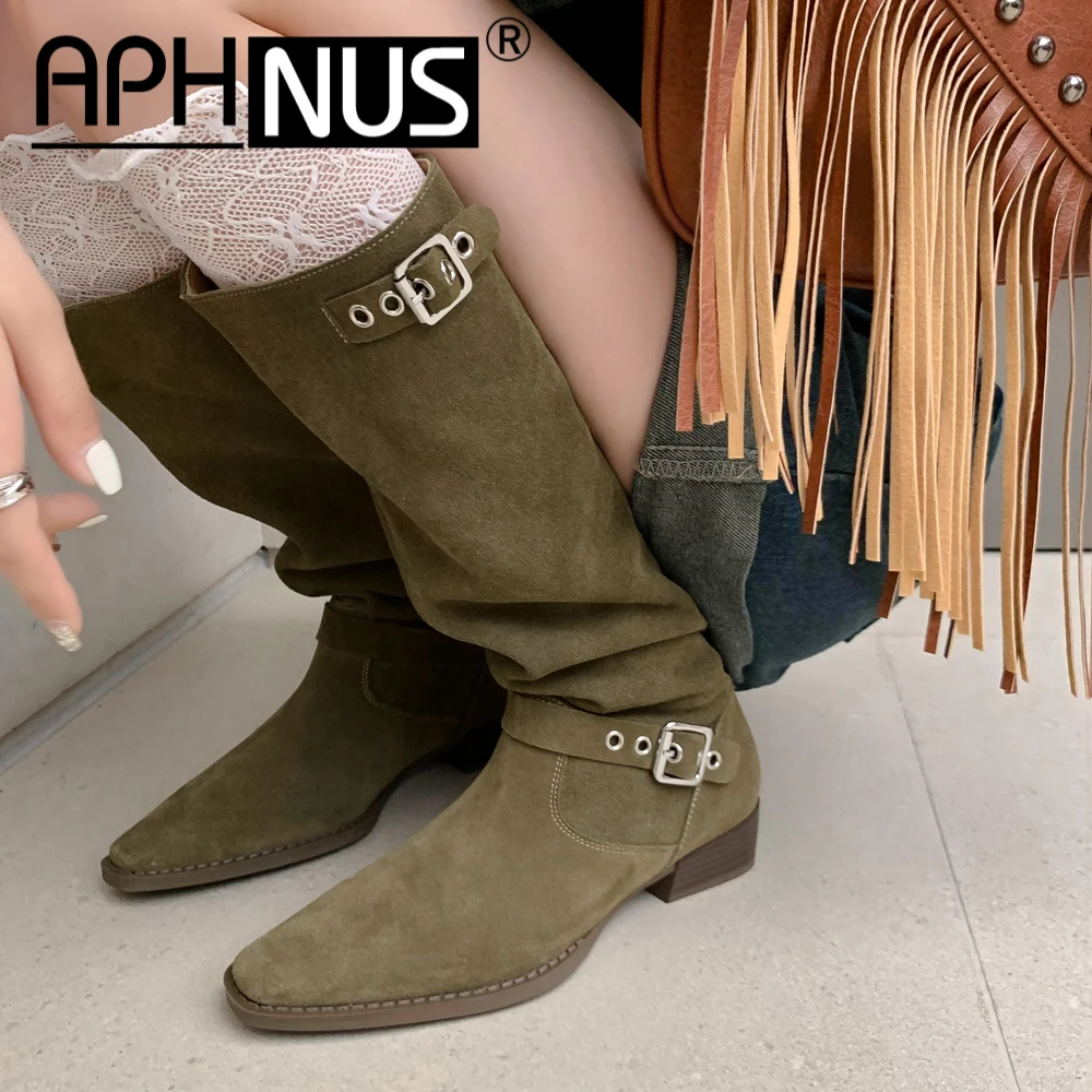 APHNUS Womens מגפיים גבוה מעל הברך ירך גבוה נמוך בינוני העקבים משאבות מגפי אישה 2023 נעלי נשים חדשות אתחול4