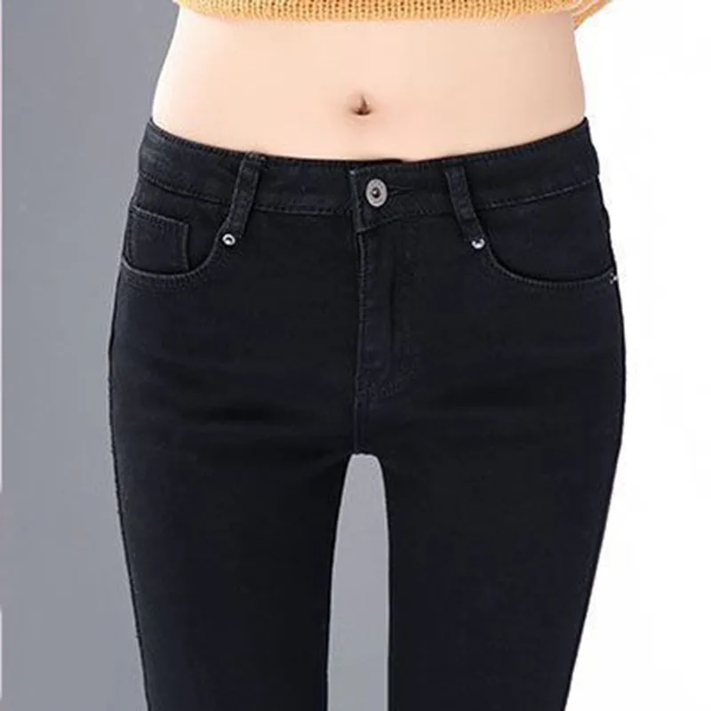 בציר קטיפה מרופדת אמצע המותן עיפרון ג ' ינס מכנסיים נשים סלים חם Vaquero מכנסיים חורף חדשים בפלאש קרסול-אורך דנים Spodnie4