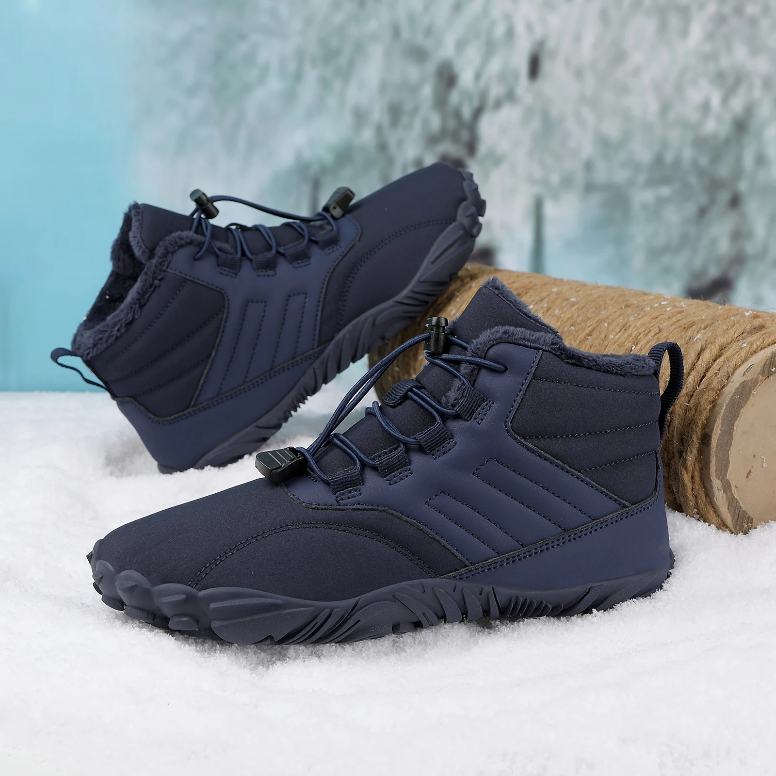 בחורף יחף גברים מגפי חורף עמיד למים נעלי קרסול שלג נעלי קטיפה נעלי הליכה חמים נעלי ספורט גודל גדול 46 נעליים5