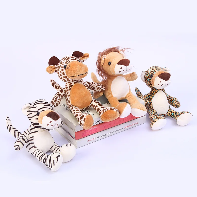 25cm חמוד בובות של חיות צעצוע קטיפה פיל, ג ' ירפה, דביבון פוקס אריה נמר קוף כלב בעלי חיים קטיפה רך צעצועים לילדים מתנות0