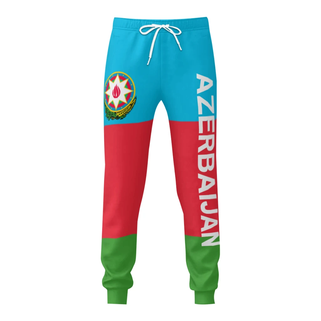 סמל של דגל אזרבייג ' אן Mens מכנסיים עם כיסים רצים עבור ספורט גברים מזדמנים מכנסי טרנינג עם שרוך0