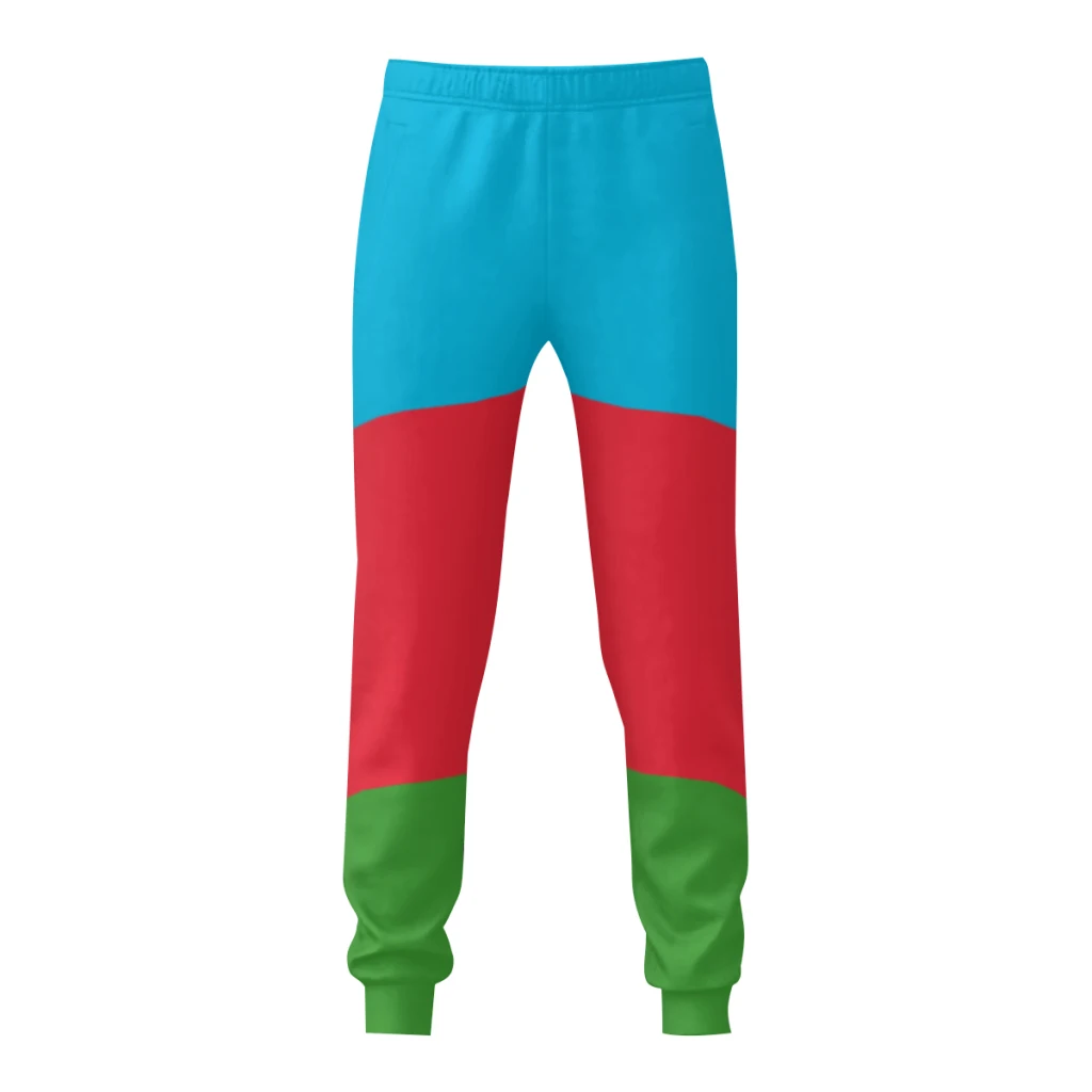 סמל של דגל אזרבייג ' אן Mens מכנסיים עם כיסים רצים עבור ספורט גברים מזדמנים מכנסי טרנינג עם שרוך1