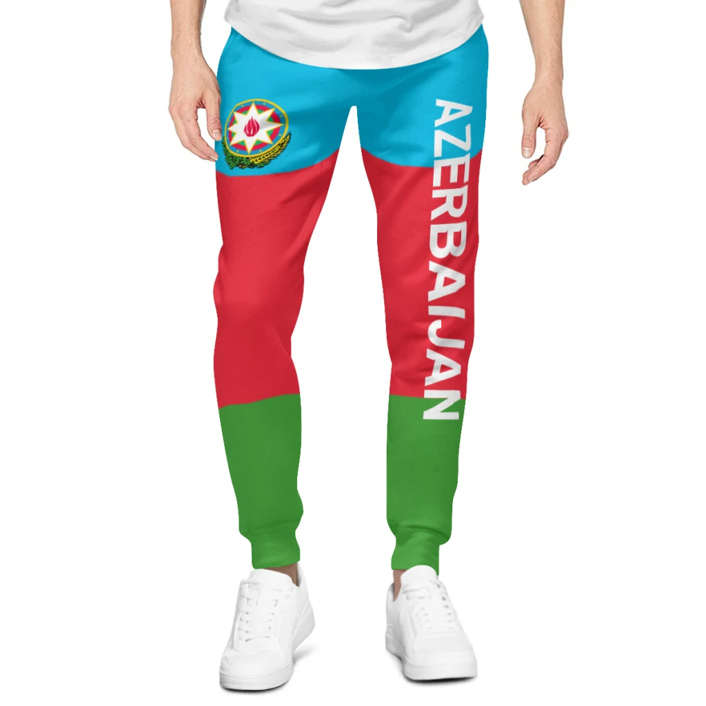 סמל של דגל אזרבייג ' אן Mens מכנסיים עם כיסים רצים עבור ספורט גברים מזדמנים מכנסי טרנינג עם שרוך2