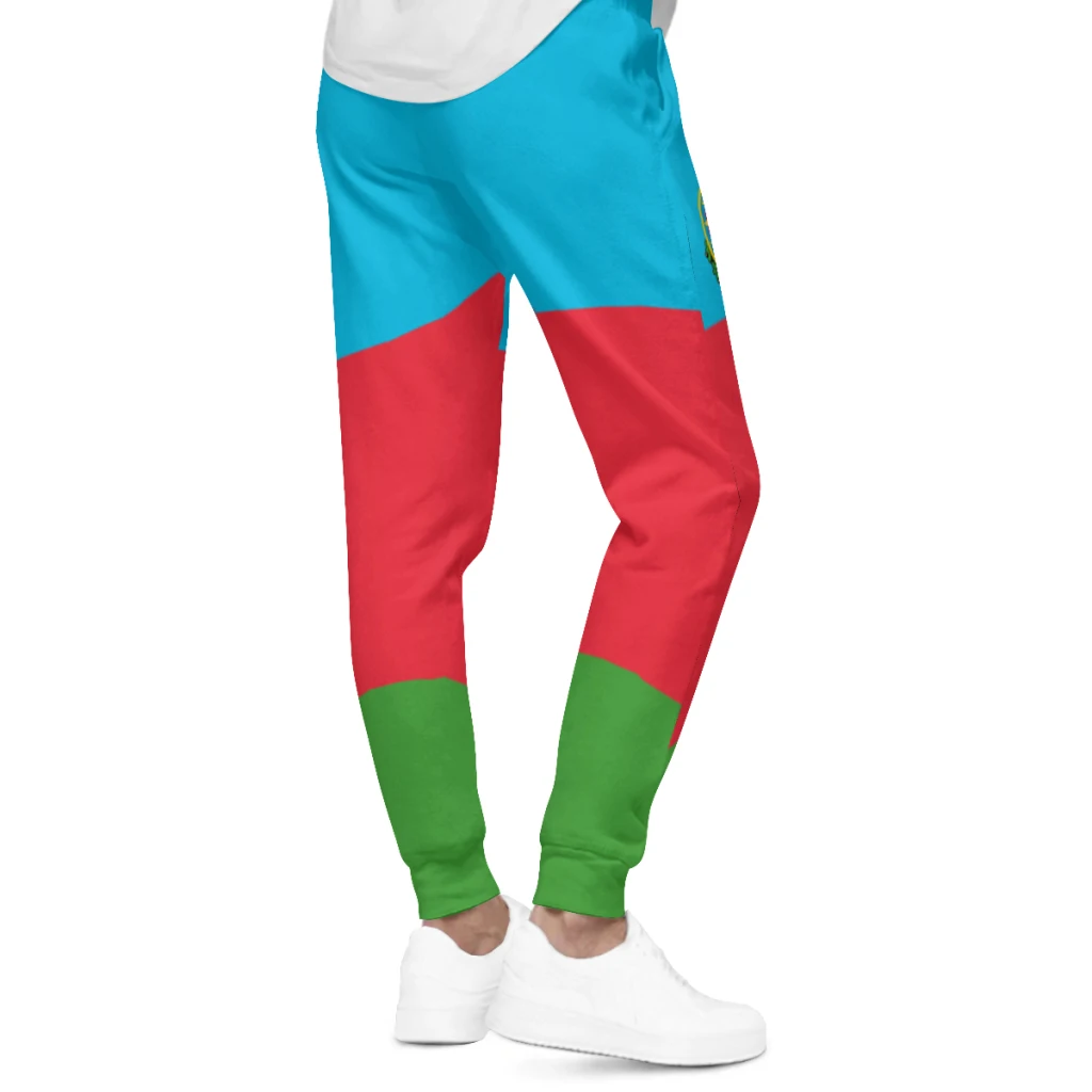 סמל של דגל אזרבייג ' אן Mens מכנסיים עם כיסים רצים עבור ספורט גברים מזדמנים מכנסי טרנינג עם שרוך3