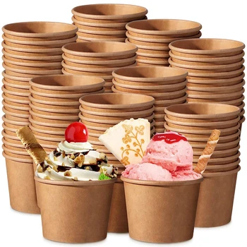 200 חבילת נייר קראפט גלידה בכוסות מסיבת גלידה קטנה כוסות חד פעמיות לטפל כוסות נייר קינוח חטיפים גלידת יוגורט