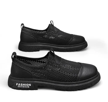 2023 Mens לנשימה נהיגה נעלי קיץ עור אמיתי נוח Mens נעלי ספורט חלול החוצה גברים של נעליים מזדמנים נעלי גברים