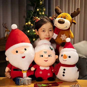 23CM Kawaii סדרת חג המולד צעצועים קטיפה סנטה קלאוס, איש שלג אייל בובות צעצועים לילדים בנות עיצוב הבית מתנה לחג המולד