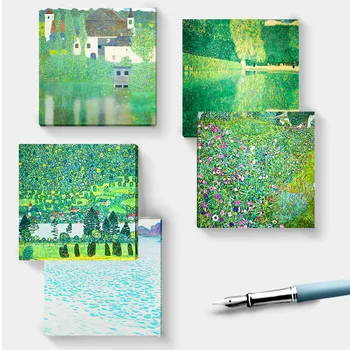 50 גיליונות/סט גוסטב קלימט סדרה דביק הערה יער ירוק ציור שמן התזכיר רפידות יצירתי מכשירי כתיבה, ציוד משרדי