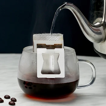 50pcs קפה מסנן שקיות נייר חד פעמיות טפטוף שקית תה Portafilter תלוי האוזן קפה אספרסו אביזרים כלי