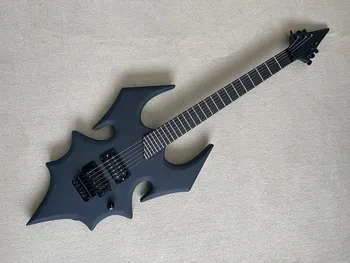 6 מיתרים צורה יוצאת דופן המחבט גוף גיטרה חשמלית עם רוזווד Fretboard,שחור חומרה,מציעים מותאמים אישית