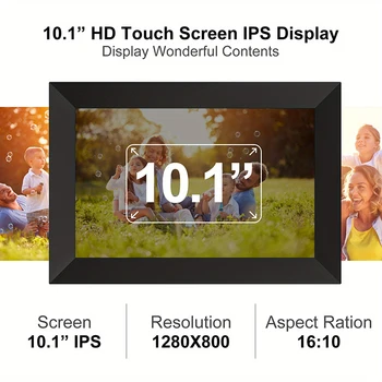 Frameo 10.1 אינץ ' LCD מסגרת תמונה דיגיטלית IPS מסך מגע עם אחסון 32GB