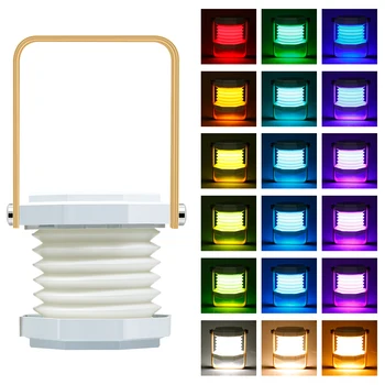 RGB פנס מנורת 18 צבעים מתקפל מגע ניתן לעמעום אורות ליל ניידת נטענת USB עבור חדר השינה חיצוני קמפינג דיג
