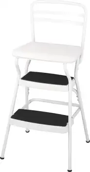 Stylaire רטרו כיסא + שרפרף עם פליפ-אפ המושב (לבן, חבילה אחת) משלוח מהיר