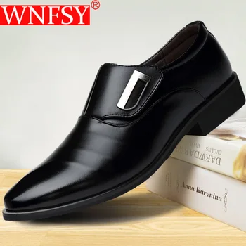 Wnfsy נעלי אוקספורד לגברים נעלי שמלה גברים רשמי נעליים מחודד בוהן עסקים אנטי להחליק חתונה נעלי גברים גודל גדולים נעלי