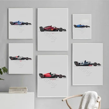 f1 באליפות העולם הצוות המכונית פוסטר פורמולה מודרני בסגנון נורדי קישוט הבית בד ציור קיר אמנות הדפס פוסטרים.