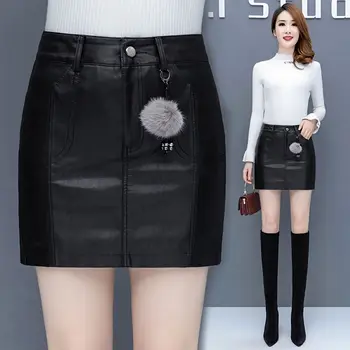 אישה חצאיות, אלגנטי 2023 אופנה חדשה אכיל עץ פטריות מסוגנן Faux עור Pu חצאיות גבוהות מותן חצאית מיני נשים T369
