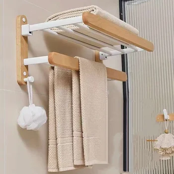 חדר אמבטיה מדפים מתלה מגבות רחצה המגבות תלויות נקוב-חינם שירותים אחסון יומן מתלה מגבות