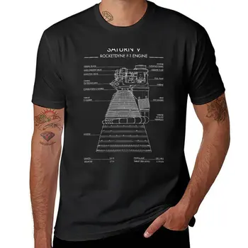 חדש Rocketdyne F-1 מנוע. סטורן V (לבן סטנסיל-בלי רקע) חולצה גרפי חולצה mens גרפי חולצות pack