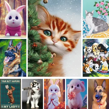 חיות מחמד חתול כלב DIY ציור לפי מספרים סט צבעי אקריליק 40*50 ציור על קנבס לעיצוב הבית עבור ילדים הסיטוניים מלאכת יד