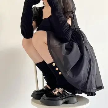 חם נקבה Harajuku סגנון לוליטה פס כיסוי מגפיים סרוגים רגל לכסות נשים מחממי רגליים ארוכים גרביים כיסוי צמר מגפיים