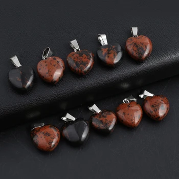 טבעי Goledn ברבור האבן תליון לב צורה Agates תליון קמעות עבור נשים להרוויח DIY תכשיטים שרשרת עגילים אביזר