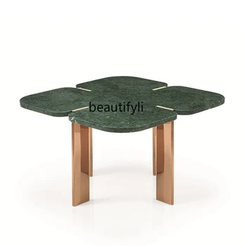 טבעי הודי שיש ירוק קפה שולחן יצירתי אישית בסלון ספה בצורת שולחן קפה שולחן קפה
