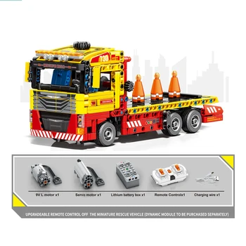 טכנית אפליקציה Rc רכב Moc בניין רדיו 2.4 ghz, שליטה מרחוק דגם צעצוע עירונית חילוץ שטוח קרוון משאית דמות לבנה