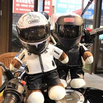 יצירתי אופנוע הדובי הבובה קטר הקסדה צעצועים קטיפה מגניב חדר עיצוב יצירתי מתנות יום הולדת לחבר