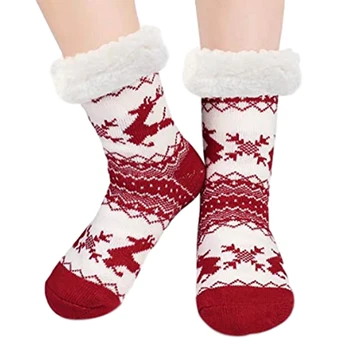 ללא להחליק נעלי נשים גרביים עבות תרמי מזדמן חורף חם ורך חג המולד אייל חמוד מלאכותי פליז מצופה התיכון צינור