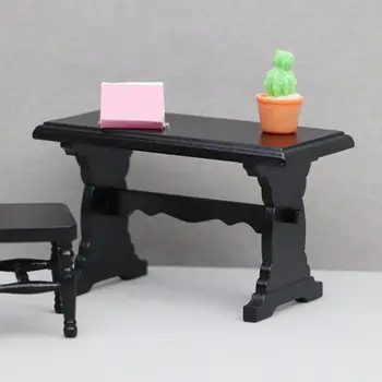 מעשי בית הבובות שולחן קומפקטי הבובות רהיטים גבוהה הדמיה נוי 1/12 מידה שולחן מחשב רהיטים דגם צעצוע