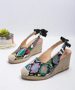 נקבה סנדל 2023 פתוחה לנשים נעליים עקב גודל גדול נעלי טריז בנות חדש קיץ גדול נמוך בעבודת יד גומייה אביב בז ' F