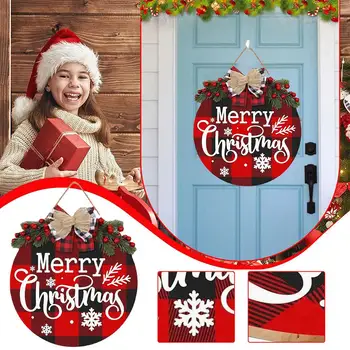 עץ חג המולד זר הדלת תלוי Oranments מולד קישוט דלת חג המולד ברוכים הבאים תליונים סימן חג המולד F7G1