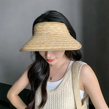 רחב שוליים שמש כובע קיץ גדול החוף הכובע של נשים כובע קש הגנת UV מתקפל קרם הגנה כובע חג חיצונית חוף כמוסות